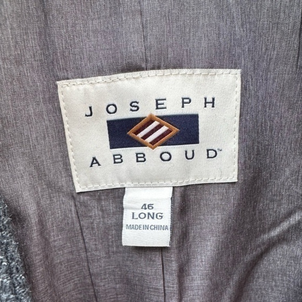 Joseph‎ Abboud Men’s Long Wool Peacoat Dress Coat (Charcoal Herringbone) (NWOT) - Picture 9 of 11